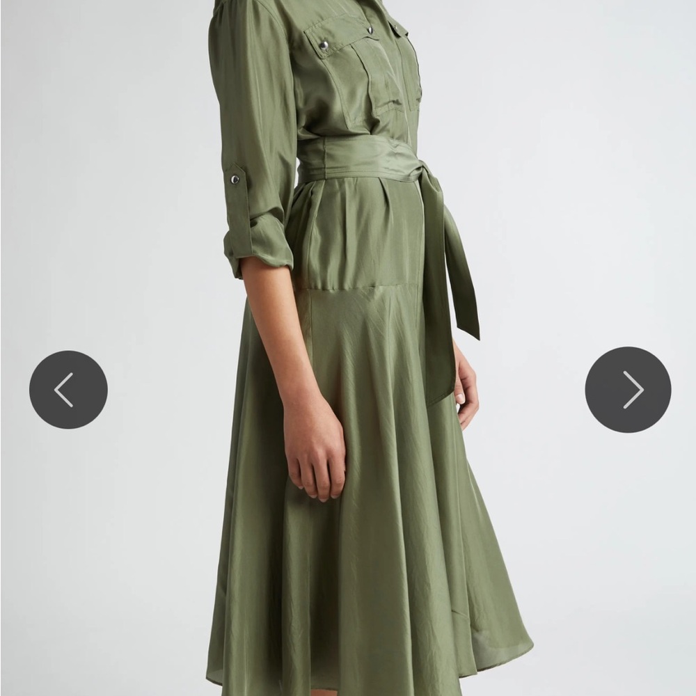 Veronica Beard Camille Green Utility Silk Dress - Picture 13 of 16